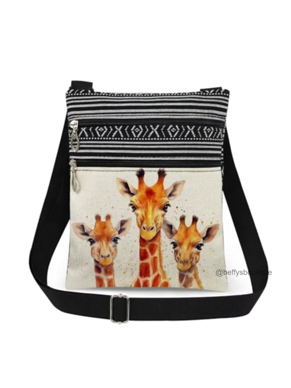 Giraffe Crossbody Bag Adjustable Strap Double Layer Zipper Small Purse